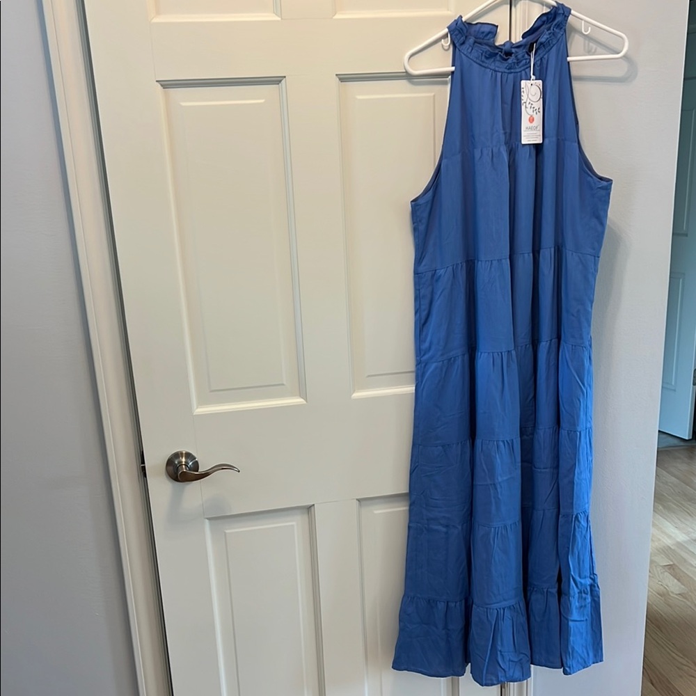 Elegant Blue Halter Dress